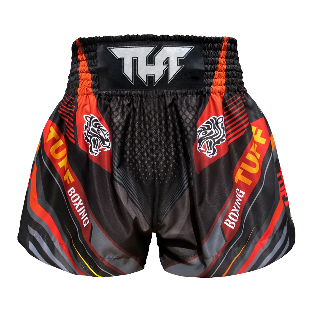 TUFF Black Double Tiger Thai Boxing Shorts