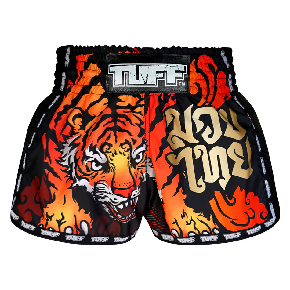 TUFF Orange Furious Tiger Retro Muay Thai Shorts