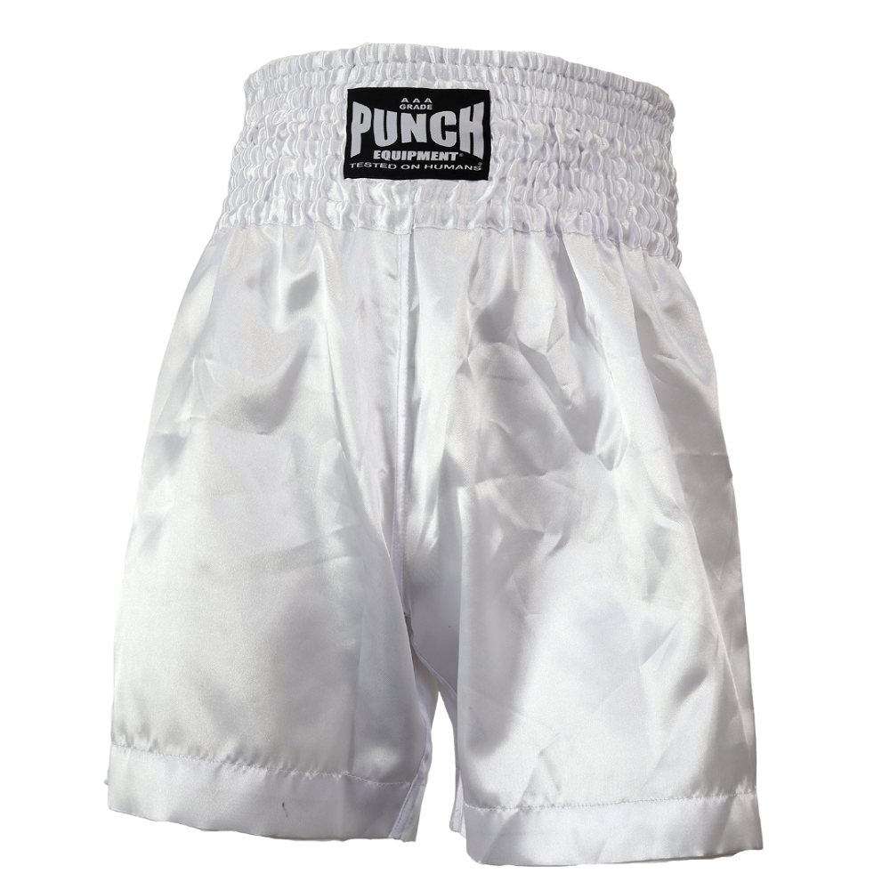 Punch Pro Satin Boxing Shorts White